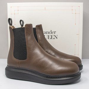 Alexander McQueen Brown Leather Hybrid Chelsea Boots, Size 43 EU (10 US)
